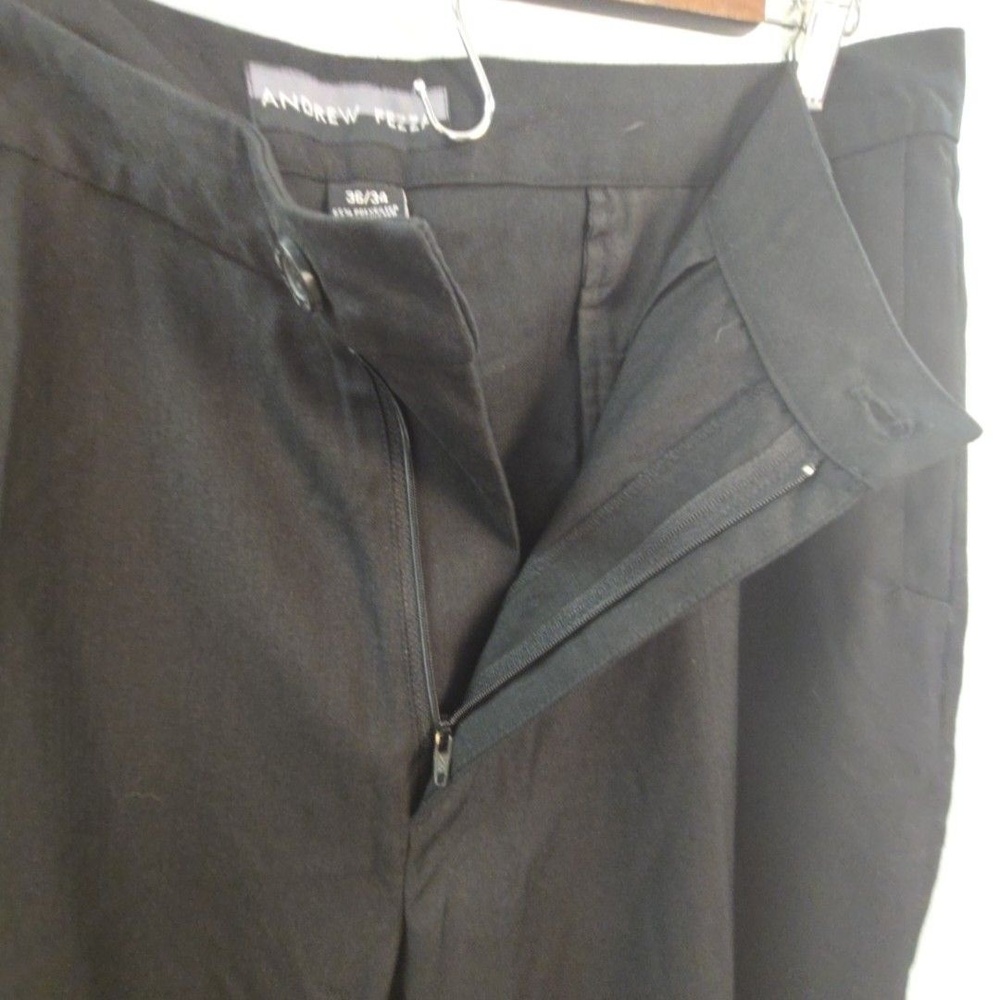 Andrew Fezza Dress Pants Mens 36x34 Black Ink Pleated Classic Fit Rayon Blend - Picture 15 of 16